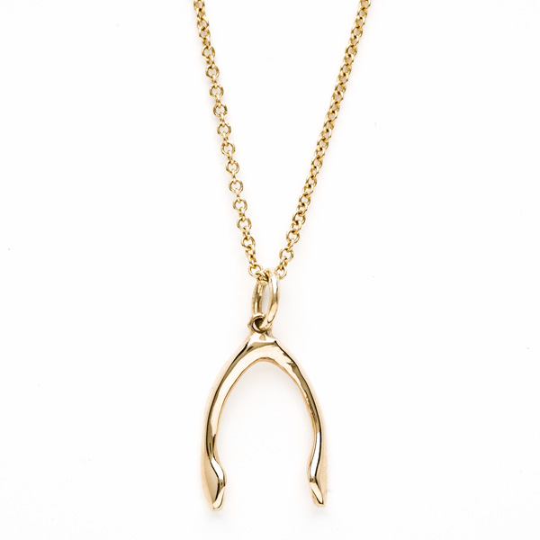 wishbone necklace wishbone necklace 14k yellow gold on 16 gold chain ...