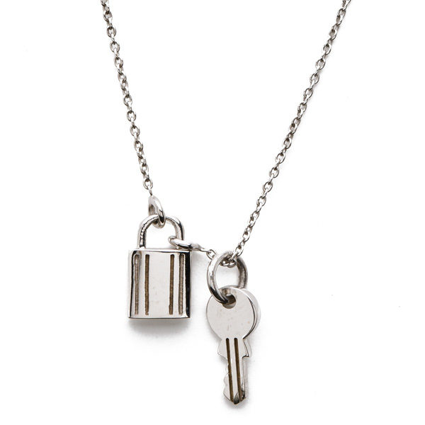 lock and key necklace silver