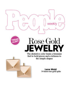people magazine lena wald rose gold pyramid spike earrings